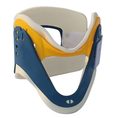 Colarinho cervical ajustável para uso médico azul amarelo